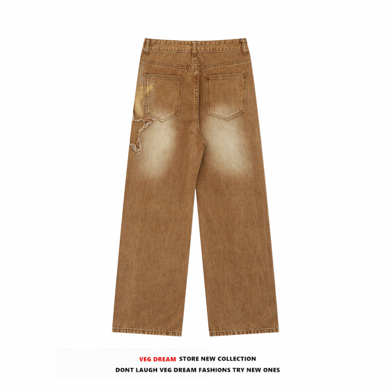 Wide-leg Damage Denim Jeans WN5566