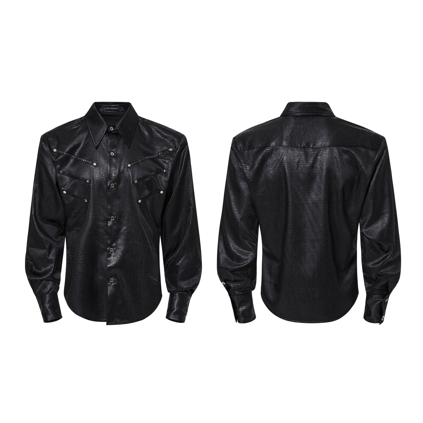 Texture Fishbone Shoulder-Pad Wrinkle-Resistant Long Sleeve Shirt WN23275