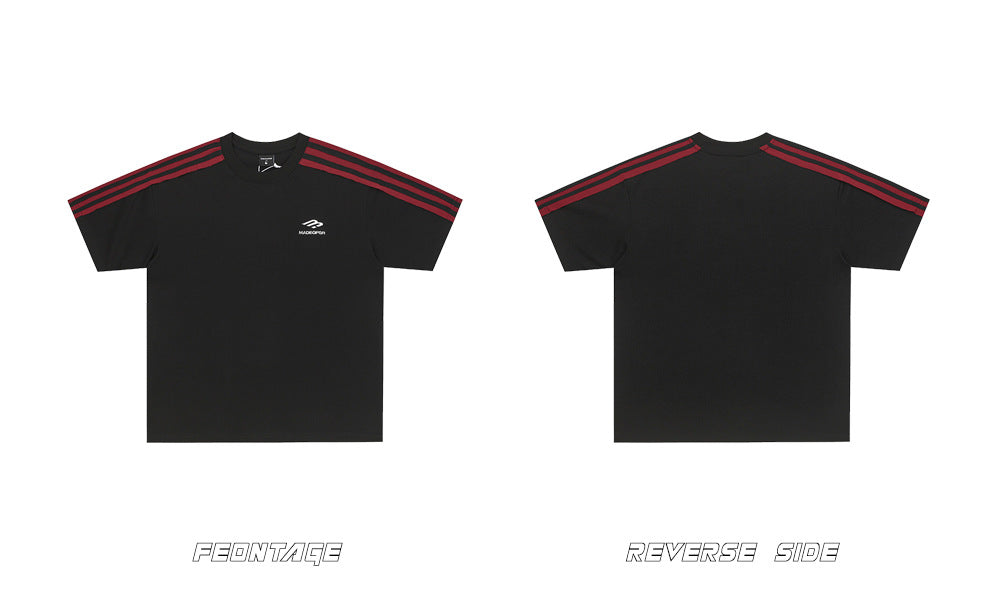 Sporty Tape Embroidery Short Sleeve T-Shirt WN26501