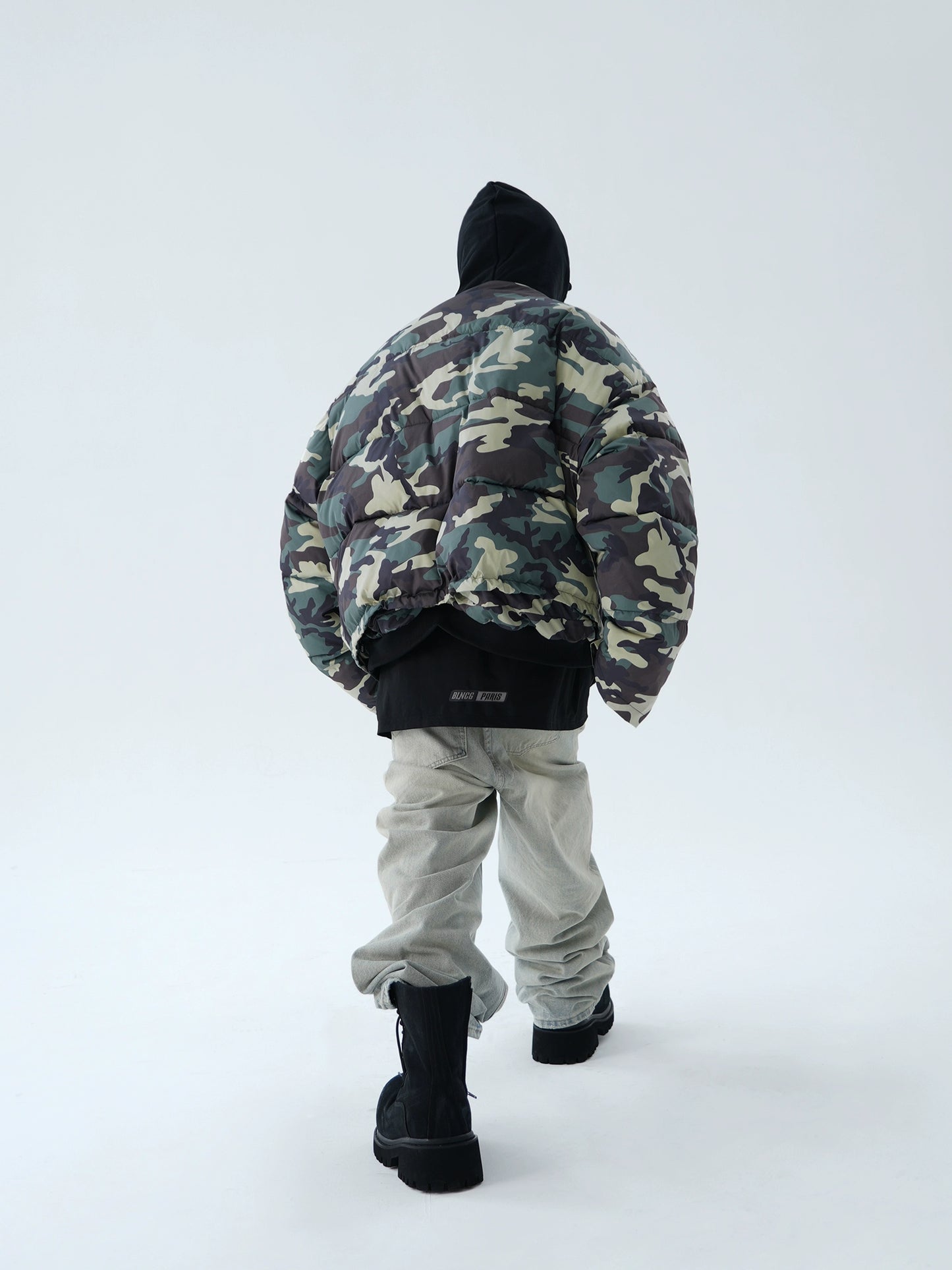 Camouflage Reversible Knit Hooded Puffer Jacket WN16948