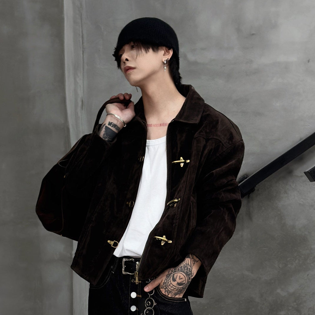 Toggle Closure Suede Short Jacket WN22955