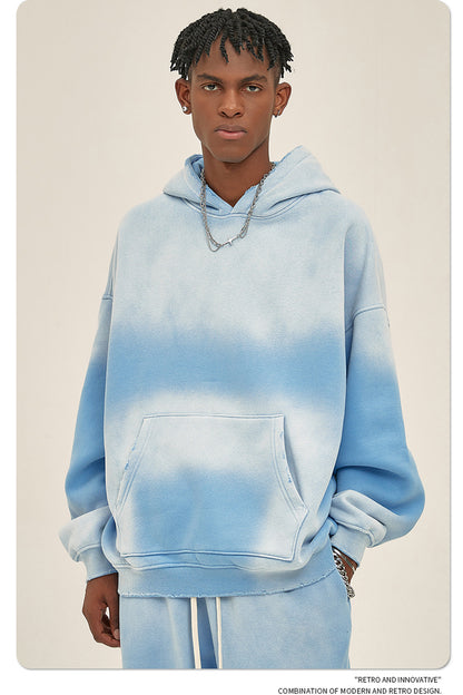 Fleece Lining Spray-dye Damage Oversize Hoodie WN9969-K