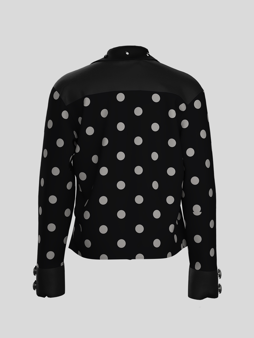 Polka Dot Cropped Pocket Long Sleeve Shirt WN27118