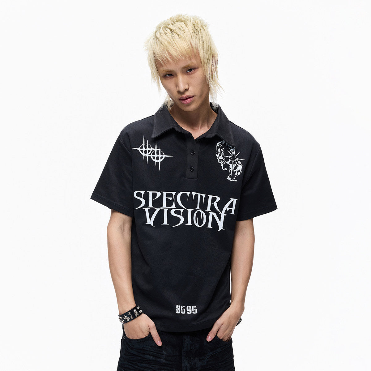 Polo Collar Letter Print Short Sleeve T-Shirt WN27285