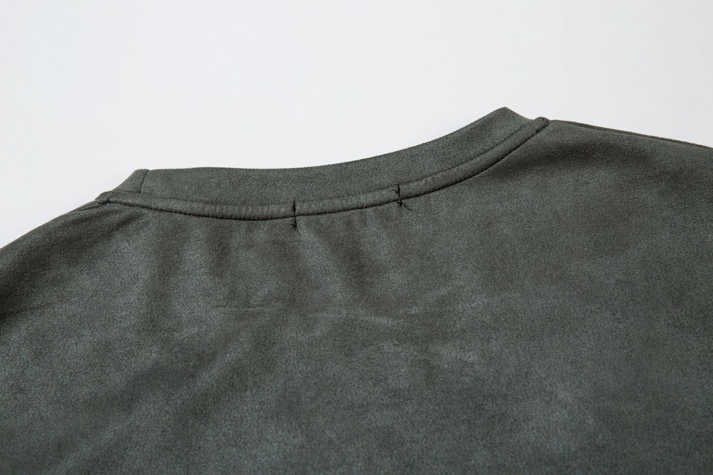 Text Embroidery Print Suede Short Sleeve T-Shirt WN16194