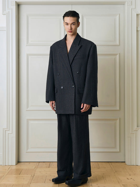 Wool Blend Oversize Tailored Jacket & Trousers Setup WN15158
