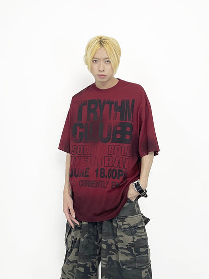 Tie Dye Letter Dirty Short Sleeve T-Shirt WN24253
