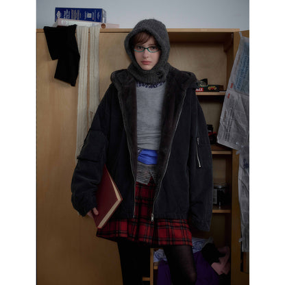 Fake Fur Collar Fleece Lining Denim Jacket WN21878