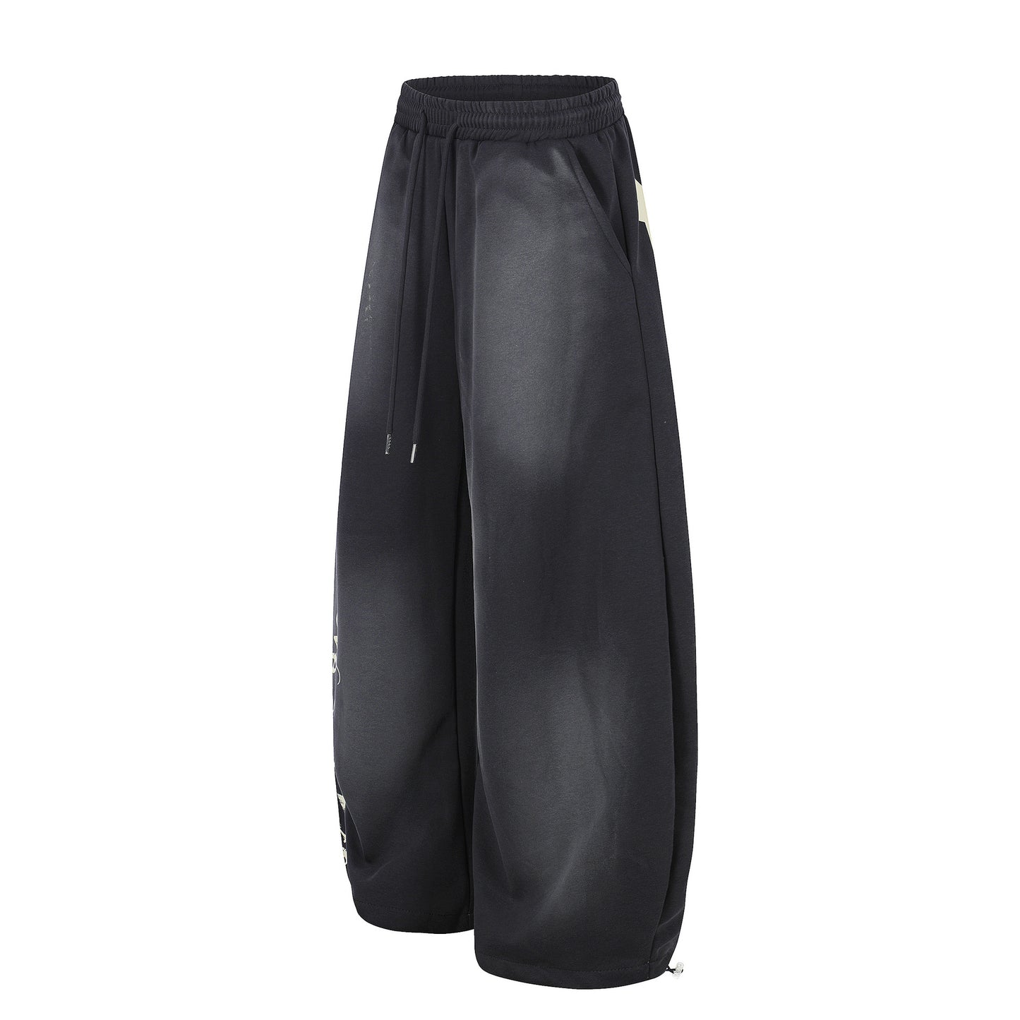 Washed Gradient Logo Print Wide Leg Sporty Pants WN25526