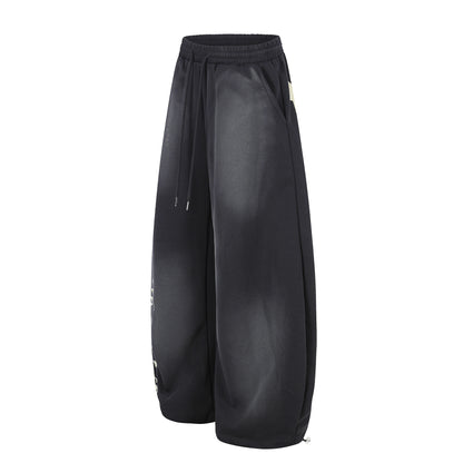 Washed Gradient Logo Print Wide Leg Sporty Pants WN25526