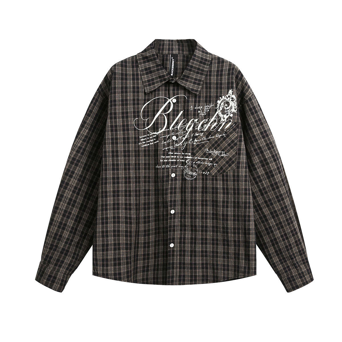Plaid Letter Print Long Sleeve Shirt WN25410