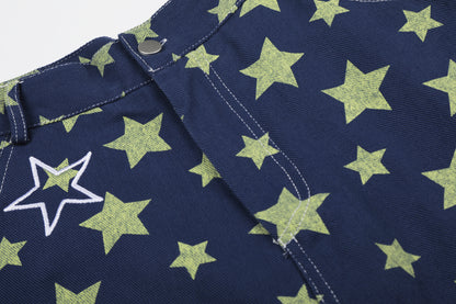 Star Print Denim Half Jeans WN25801