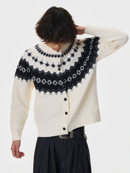 Fair Isle Jacquard Knit Cardigan WN21400