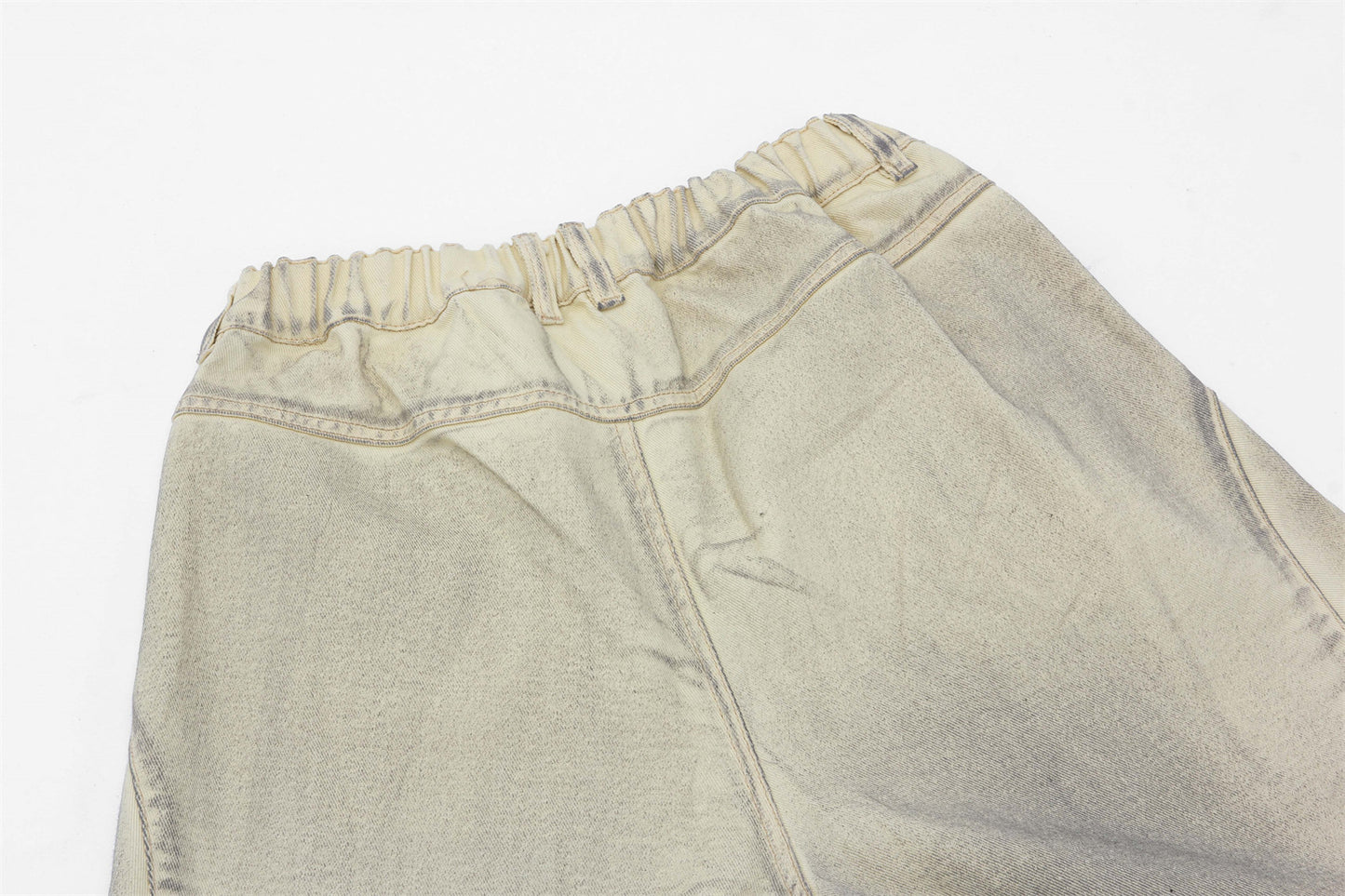 Washed Dirty Elastic Waist Wide Leg Half Pants WN16204