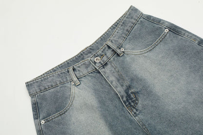 Washed Deconstruction Wide Leg Denim Half Jeans WN26112