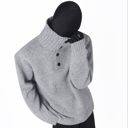 Button High-Neck Rib Knit Sweater WN23703