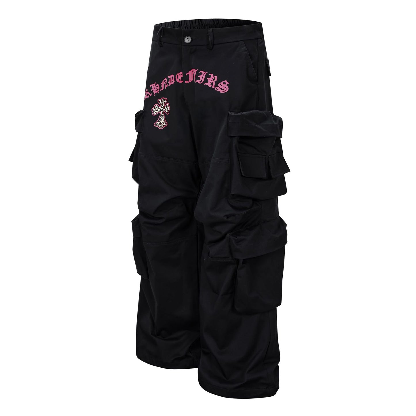 Multi Pocket Letter Print Straight Cargo Pants WN25988