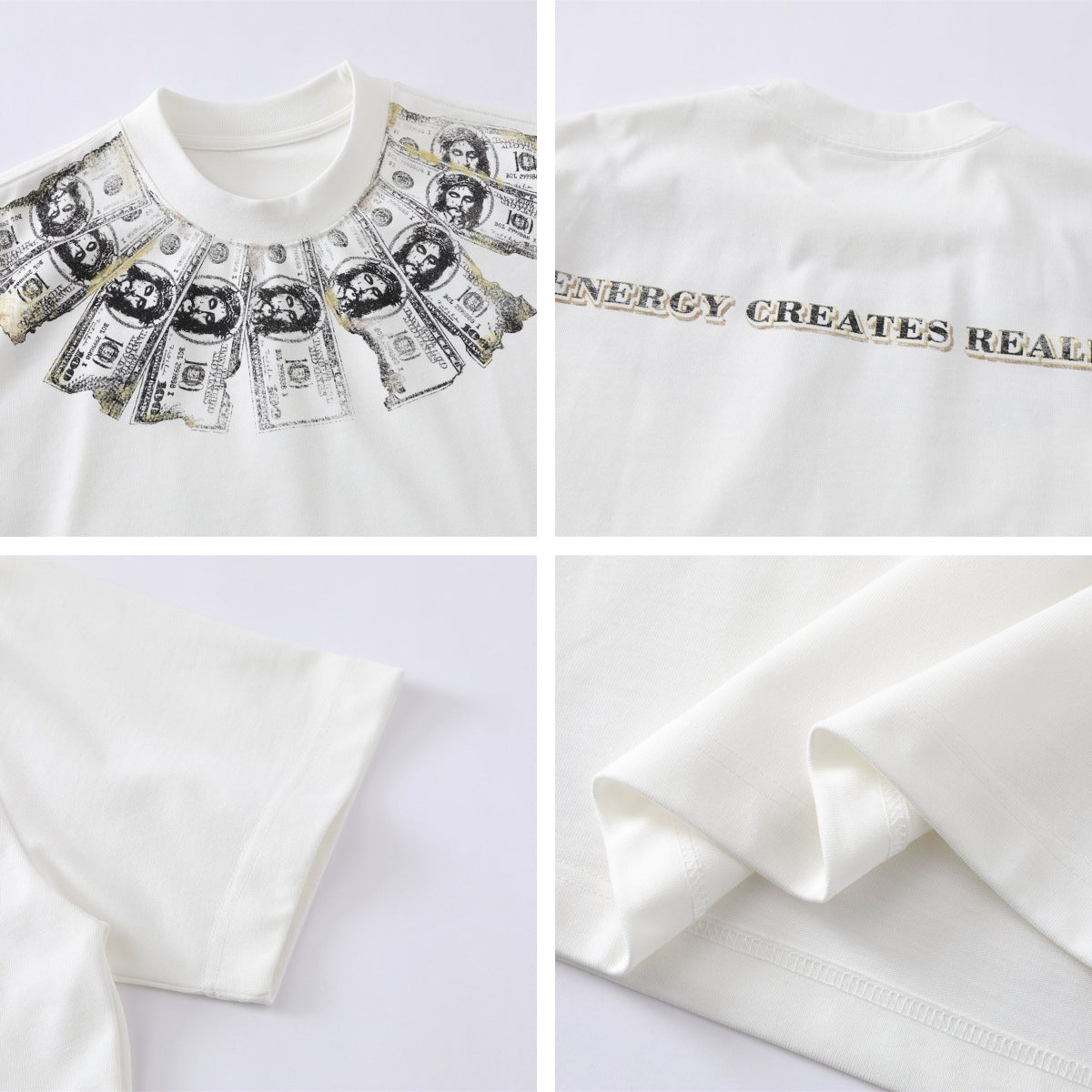 Dollar Bill Collar Print Short Sleeve T-Shirt WN26824