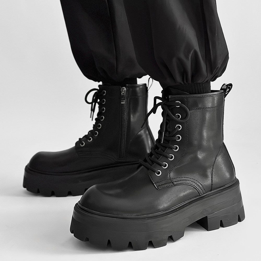 Chunky Lug Sole Platform Lace-Up Zipper Boots WN24547