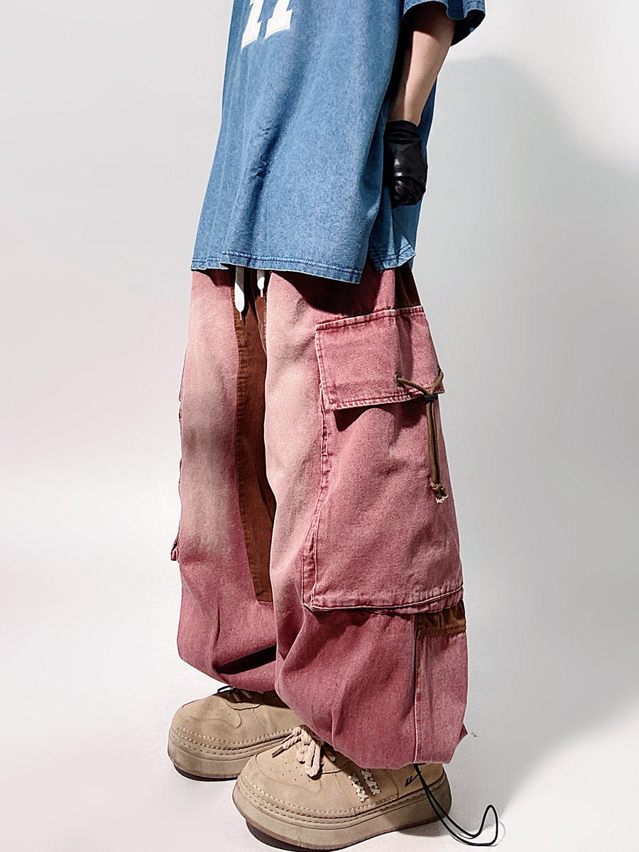 Multi Pocket Wide Leg Cargo Denim Jeans WN23979