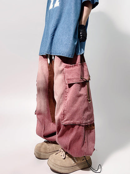 Multi Pocket Wide Leg Cargo Denim Jeans WN23979