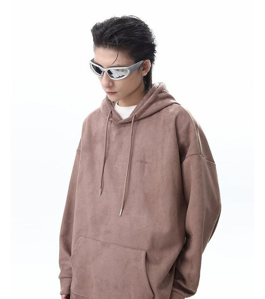 Suede Embroidery Pullover Hoodie WN10274