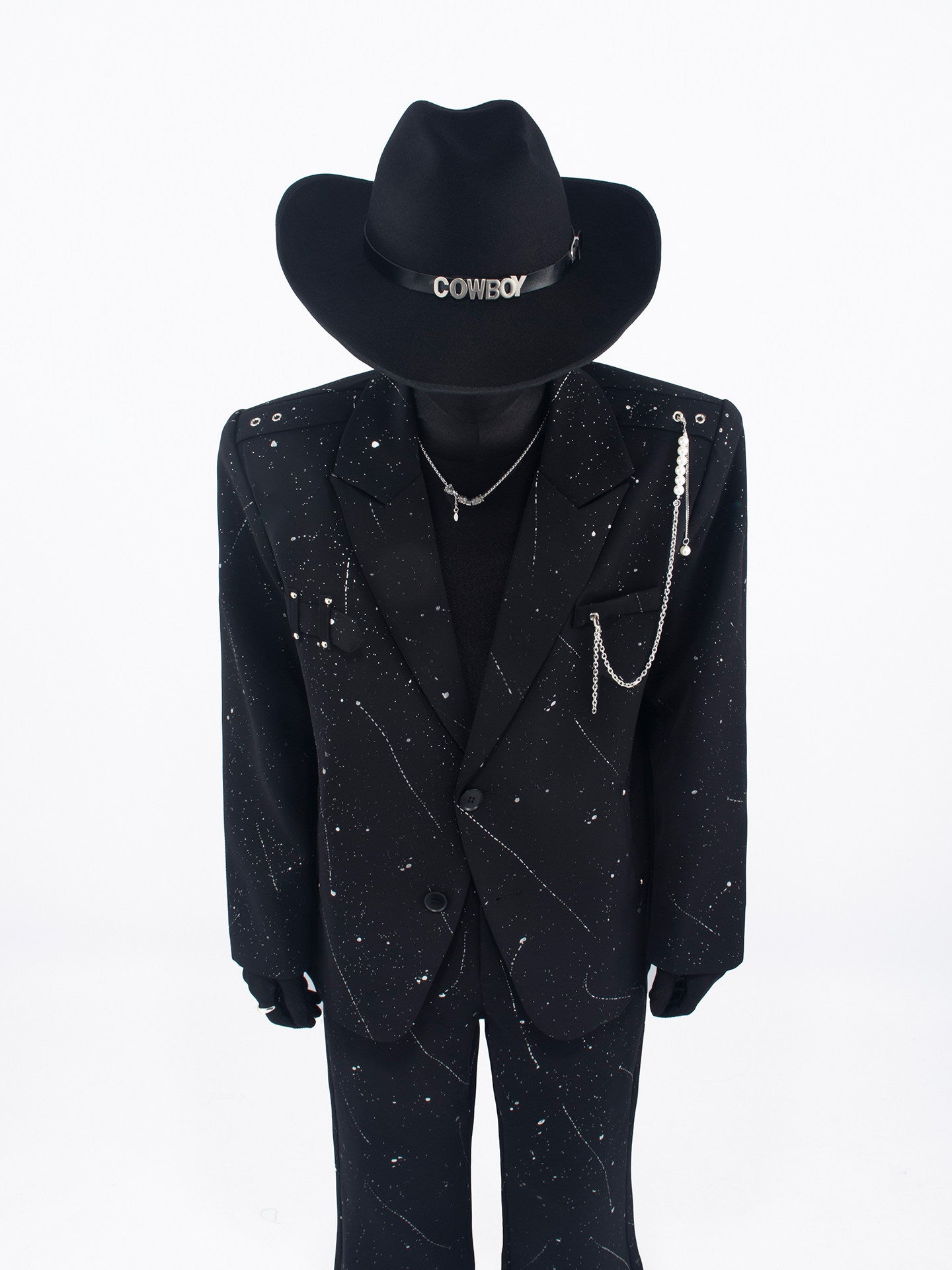 Paint Star Design Tailored Jacket & Wide Leg Trousers Setup WN23777