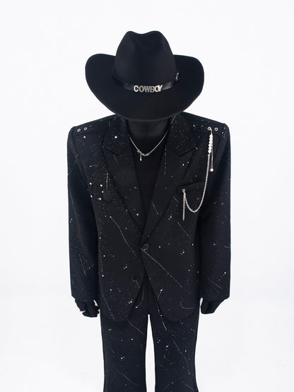 Paint Star Design Tailored Jacket & Wide Leg Trousers Setup WN23777