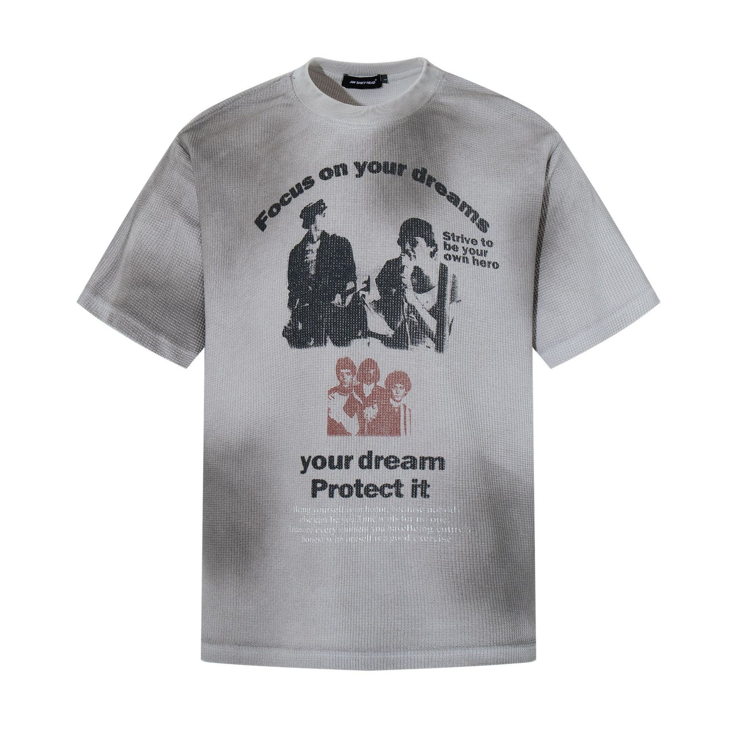 Waffle Figure Graphic Letter Print Short Sleeve T-Shirt WN25484