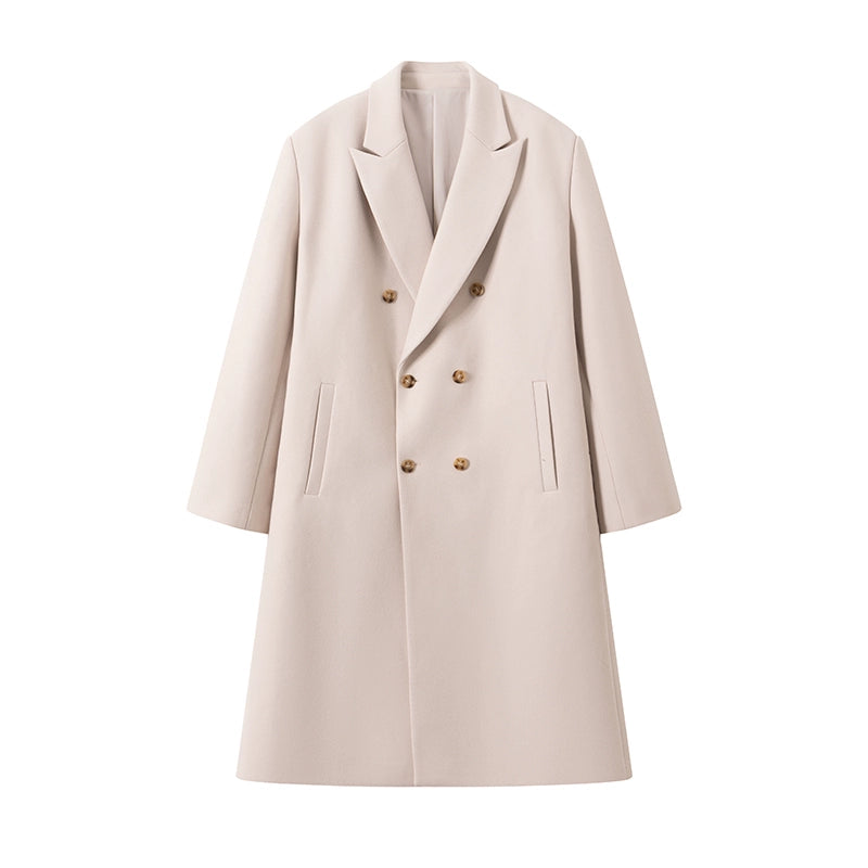 Double-Breasted Woolen Long Coat WN10153