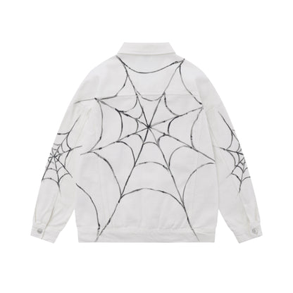 Spiderweb Graffiti Oversize Denim Jacket WN11136