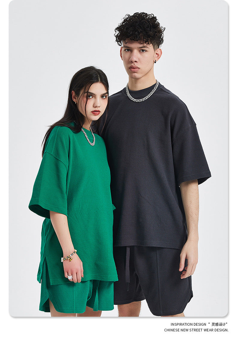 Oversize Waffle Short-sleeve T-shirt & Waffle Short Pants Setup WN6627