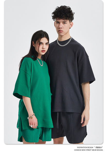 Oversize Waffle Short-sleeve T-shirt & Waffle Short Pants Setup WN6627