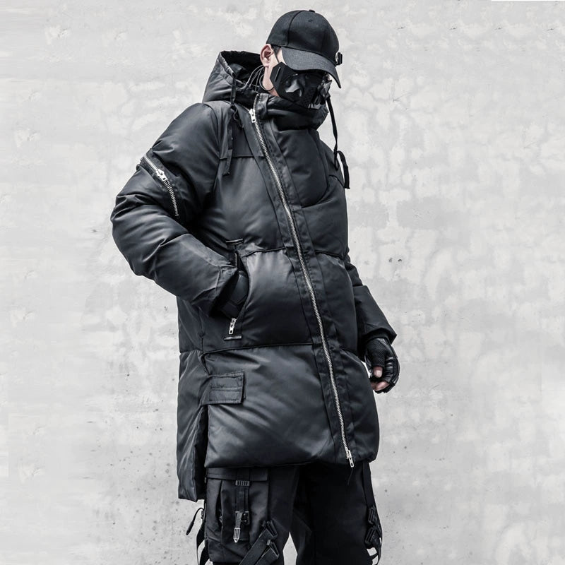 Asymmetric Zipper Hooded Puffer Jacket WN22464