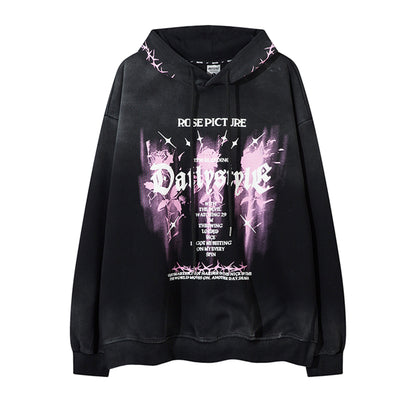 Graphic Print Oversize Pullover Hoodie WN11466