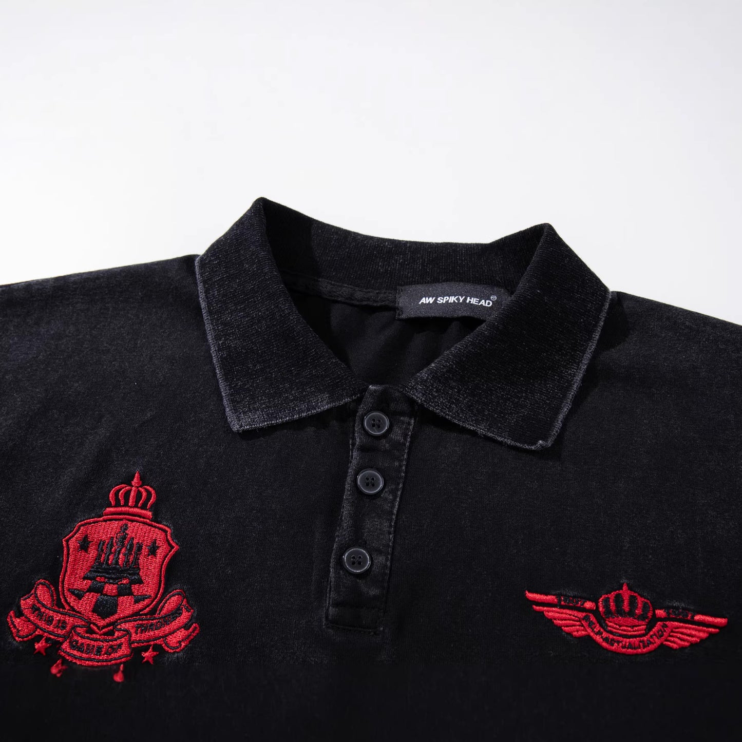 Embroidery Washed Damage Short Sleeve Shirt WN25608
