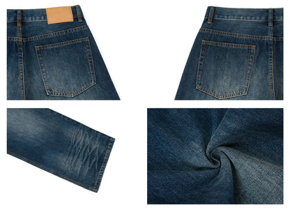 Heavyweight Washed Whisker Straight Flare Denim Jeans WN26318