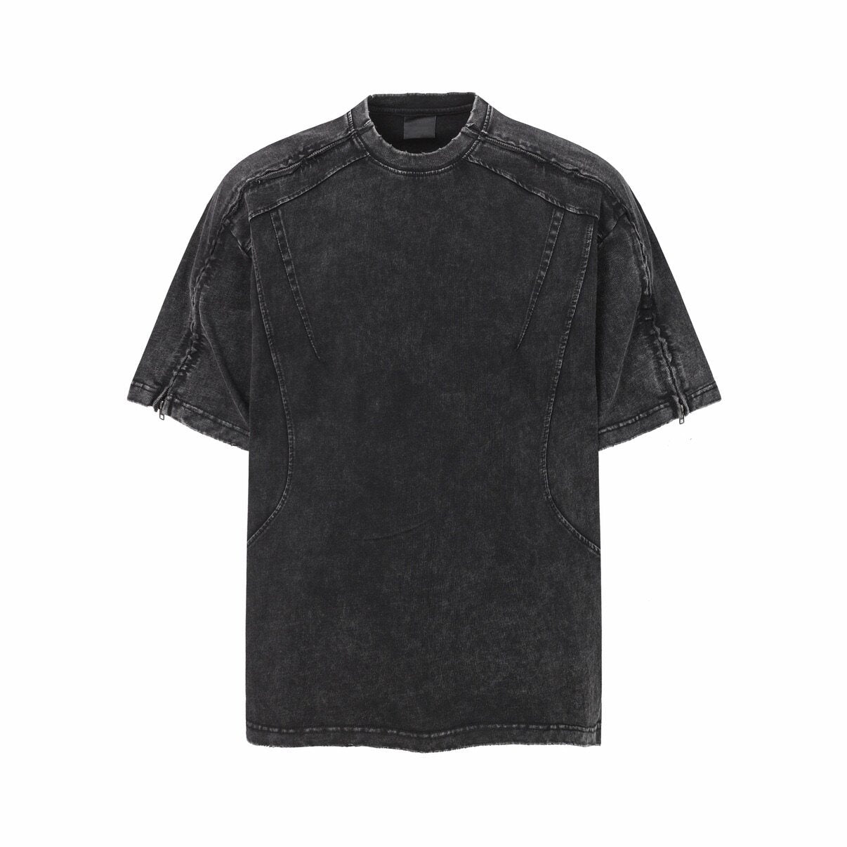 Cut Patchwork Zipper Oversize Short Sleeve T-Shirt WN24444