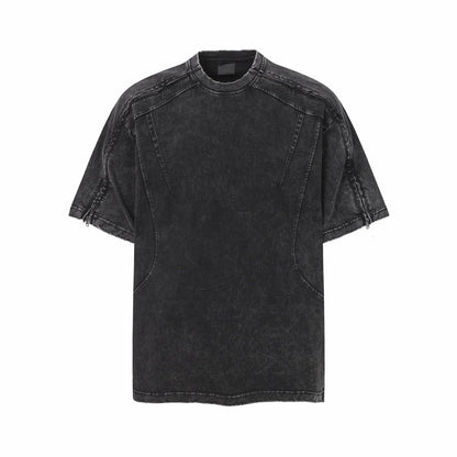 Cut Patchwork Zipper Oversize Short Sleeve T-Shirt WN24444