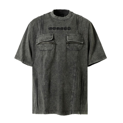 Washed Flap Pocket Short Sleeve T-Shirt WN26794