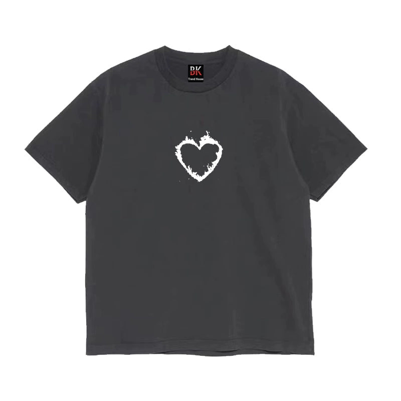 Graphic Heart Print Oversize Short Sleeve T-shirt WN16614