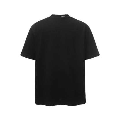 Oversize Damage Plain Short Sleeve T-Shirt WN25472