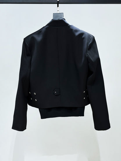 Brooch Badge Short Tailored Jacket & Straight Trousers Setup WN23902