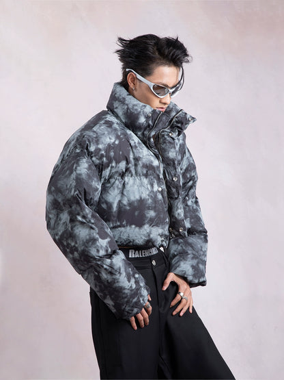 Tie-Dye Stand Neck Puffer Jacket WN9322