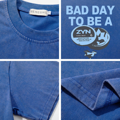 Washed Damage Letter Print Short Sleeve T-Shirt WN26934