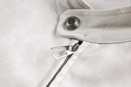 Cross Patchwork Oversize PU Leather Jacket WN23034