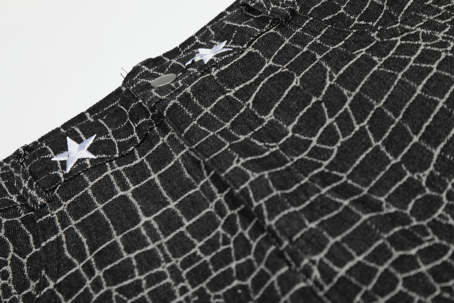 Crocodile Pattern Star Studs Wide Leg Pants WN25471