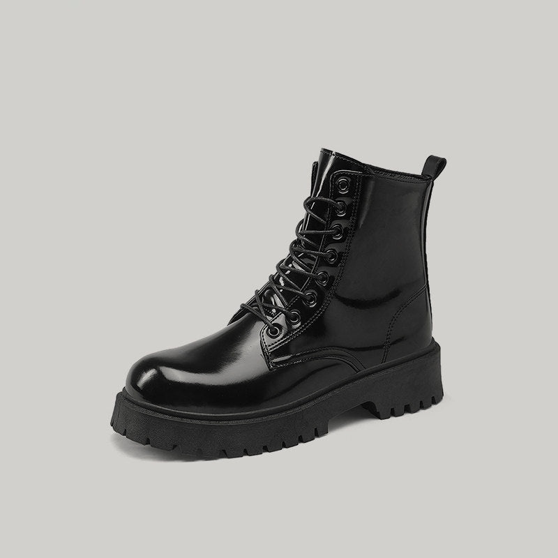 Glossy Platform Lace-Up Combat Boots WN23430