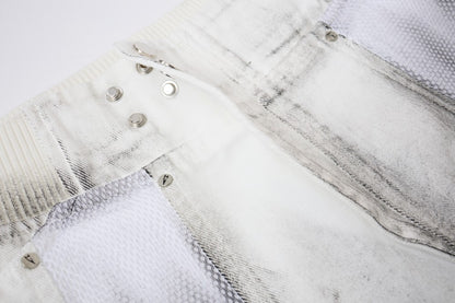 Multi-Panel Frayed Mesh Patchwork Half Pants WN27859