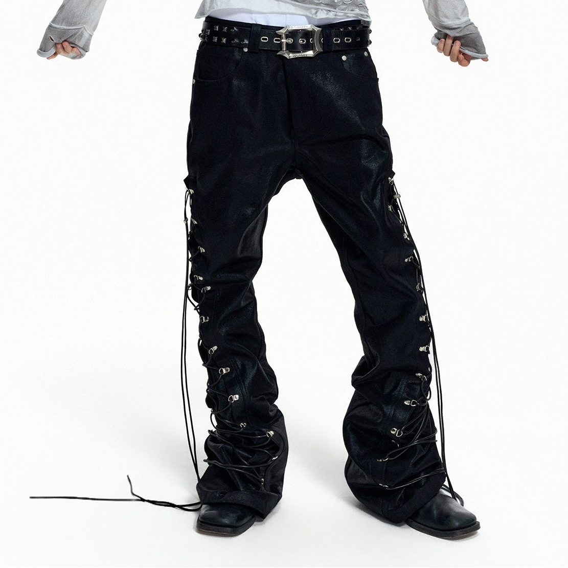 Strap Lace-Up Wide Leg Pants WN27434